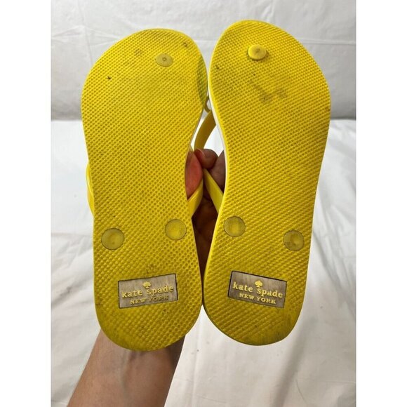 Kate Spade Nadine Lemon Yellow Bow Rubber Thong Sandals Sz 7 SB-F - Picture 6 of 11